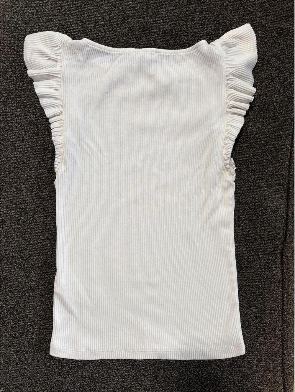 J.Crew Cream Ribbed Flutter Sleeve Sleeveless Top Women's XS BY423 - Picture 7 of 7
